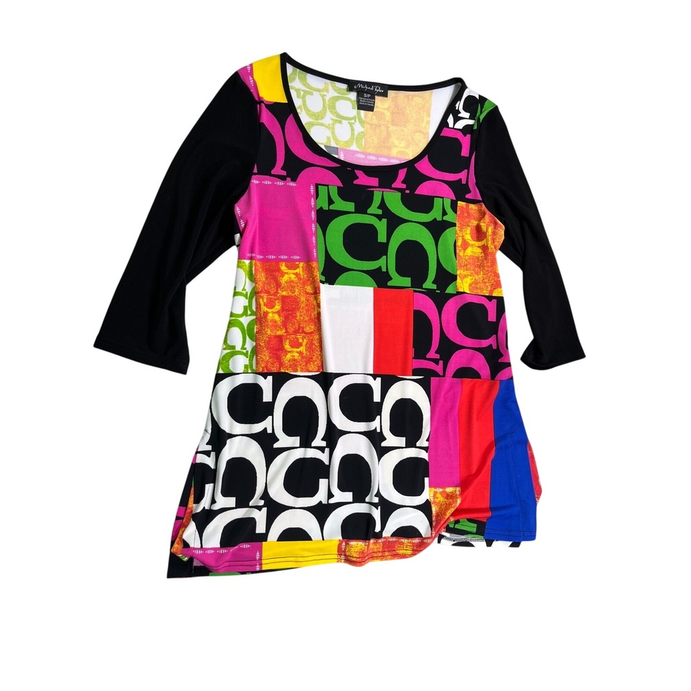 Michael Tyler Abstract Colorblock Graphic Print‎ Tunic Top Small Made in Canada